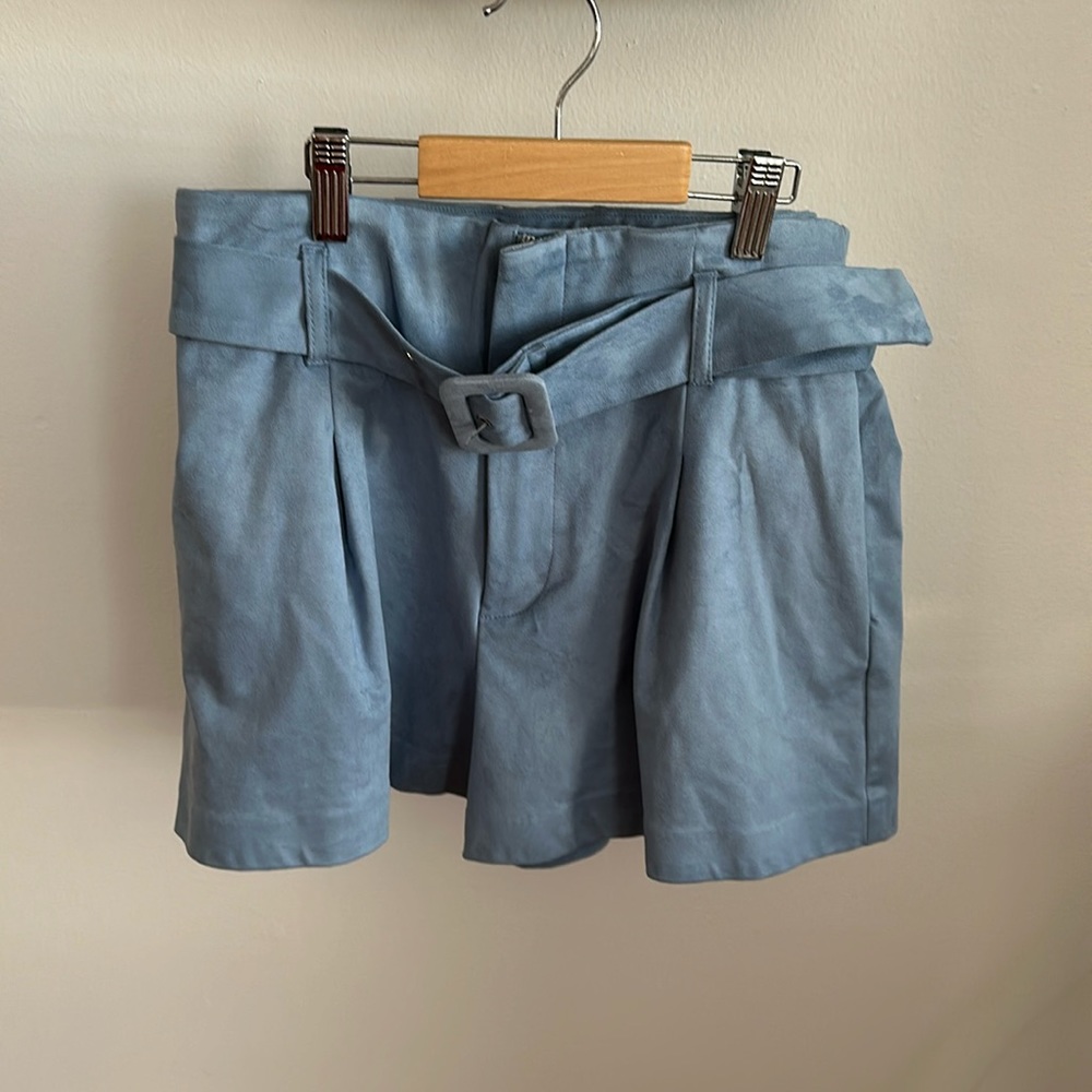 Zara suede blue shorts with belt size medium NWT